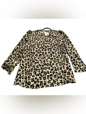 BloomChic Leopard Print Long Sleeve Top in Beige and Black